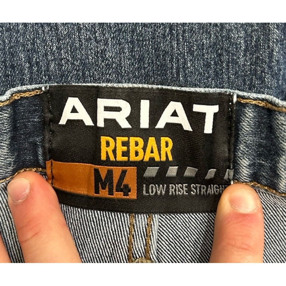 Ariat Rebar Mens Size 44X32 Blue M4 Low Rise Straight Denim Jeans (K1) - Picture 5 of 7